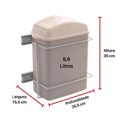 Kit Gaveta Aramada Fruteira 28x31cm Lixeira Deslizante Cozin