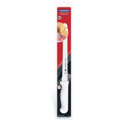 Faca Para Bolo-pão Tramontina Profissional Com Lâmina De Aço Inox E Cabo Em Polipropileno Branco 8