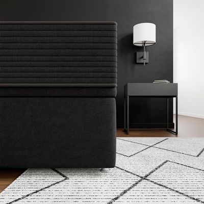 Base Baú Phy Camurça Preto Solteiro (88x188x39) - Ortobom
