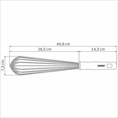 Batedor Manual Tramontina Em Aço Inox Com Cabo Em Polipropileno Branco 40 Cm