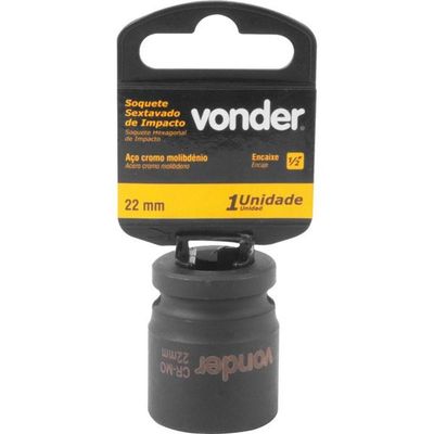 Soquete Sextavado Impacto Encaixe 1-2 22mm Aço Cromo Vonder