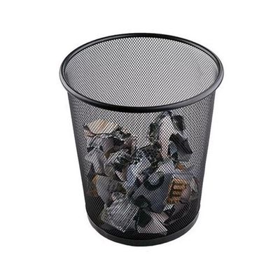 Lixeira Escritorio Cesto Redondo Metal Aramado Grande 12 Litros Telado Casa Quarto Multiuso Preto