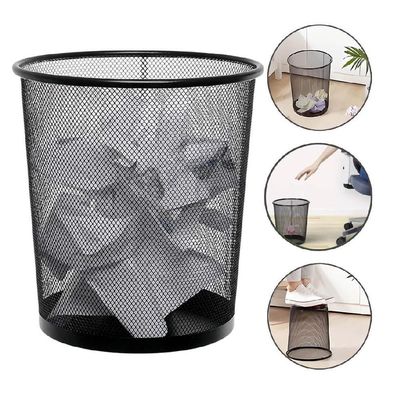 Lixeira Escritorio Cesto Redondo Metal Aramado Grande 12 Litros Telado Casa Quarto Multiuso Preto