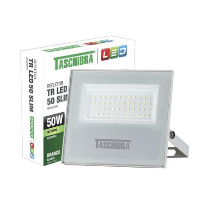 Kit 2 Refletores Taschibra Led Tr Slim 50w Verde Branco Bivolt