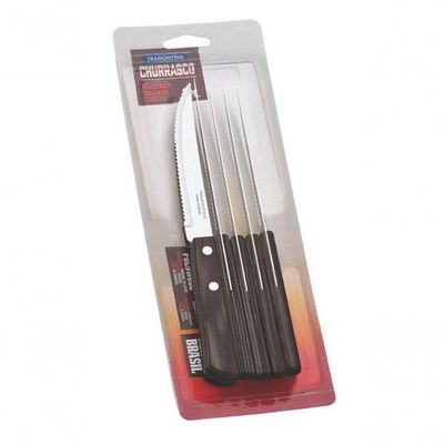Jogo De Facas Tramontina Churrasco Polywood Castanho 6 Peças