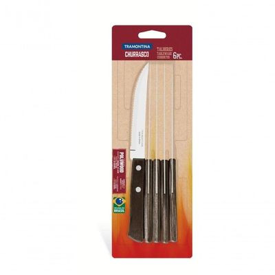 Jogo De Facas Tramontina Churrasco Polywood Castanho 6 Peças