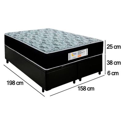 Cama Box Baú Queen Bipartido Sintético + Colchão Molas Ensacadas Sereneprime Sonnolux Preto