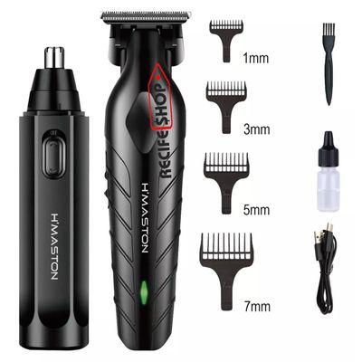 Cortador de Cabelo Sem Fio USB H Maston LFJ05 + Aparador de Pelos do Nariz