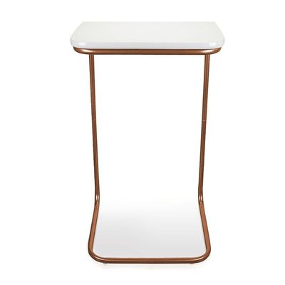 Mesa Lateral Tampo Multiuso P/ Sofá Base Bronze Branco