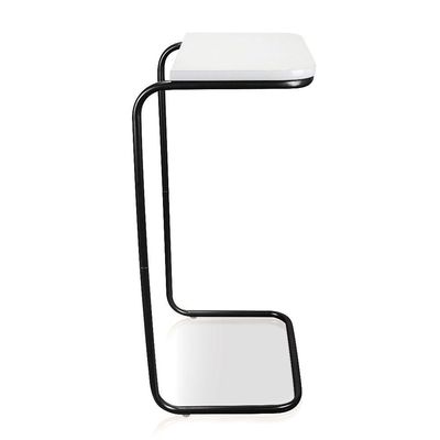 Mesa Lateral Tampo Multiuso P/ Sofá Base Preto Branco