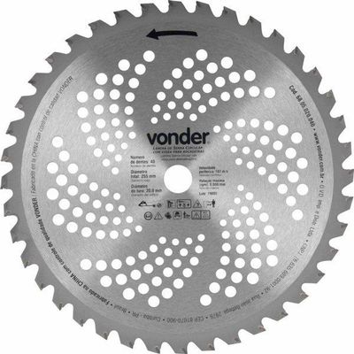 Lâmina Circular Para Roçadeira Com Videa 255x20,0x40 Vonder