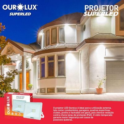 Projetor Slim Superled Branco 50 Watts Bivolt 6500k - 03264 - Ourolux