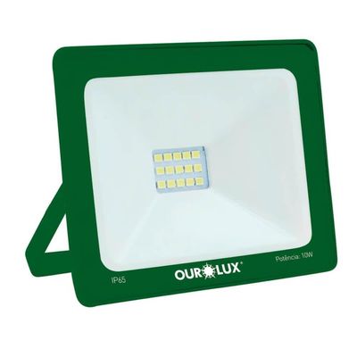 Projetor Slim Superled Verde 10 Watts Bivolt - 03280 - Ourolux Refletor Led Slim 10w Bivolt Verde Ourolux