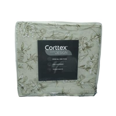 Jogo Cama Solteiro 3 Pc Algodão 200 Fios Home Design Corttex Floral Bege