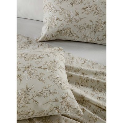 Jogo Cama Solteiro 3 Pc Algodão 200 Fios Home Design Corttex Floral Bege