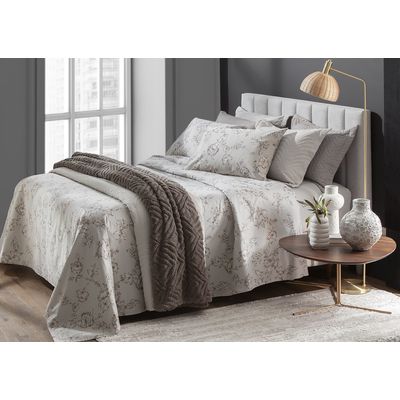 Jogo Cama Solteiro 3 Pc Algodão 200 Fios Home Design Corttex Floral Bege
