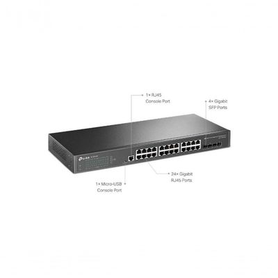 Switch Tp-link Tl-sg3428 (t1600g-28ts T2600g-28ts) Gerenciavel Gigabit L2+ De 24 Portas Com 4 Slots