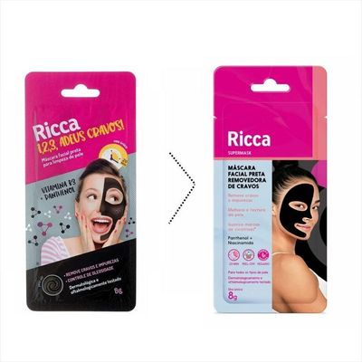 Ricca Máscara Facial Preta Para Limpeza Da Pele