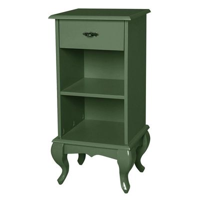 Mesa de Cabeceira Estreita Antique 1 Gaveta e 2 Nichos Laca