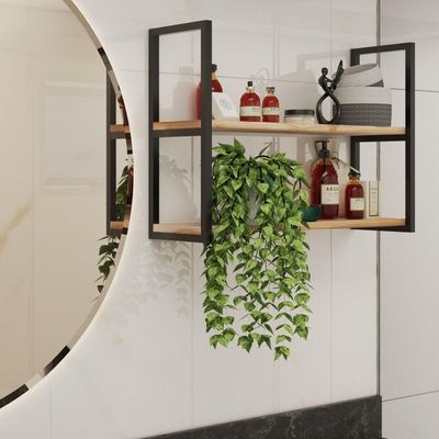 Combo 2 Estantes De Teto Preta 80X50X20 Em Metal Para Home