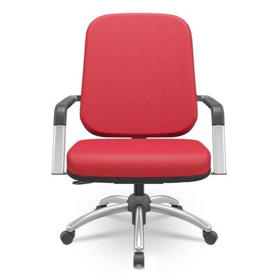 Kit Cadeira De Escritório Giratória E 2 Cadeiras Fixas Cromada Magno P03 Crepe Vermelho - Lyam Decor
