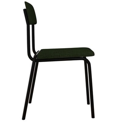 Kit 04 Cadeiras Estofada Para Sala De Jantar Sense Preto C01 Linho Verde Musgo - Lyam Decor