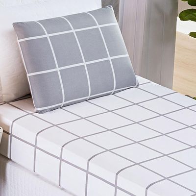 Jogo De Lençol Minimalista Solteiro 2 Peças Percal 200 Fios Quadriculado - Cinza - 100% Poliéster