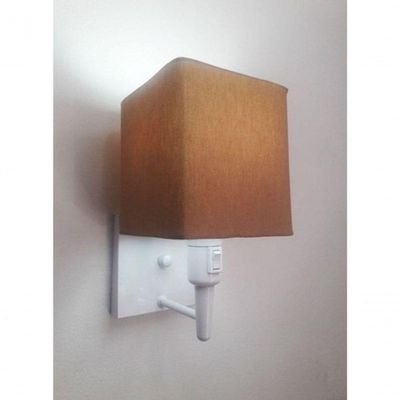 Arandela Quadrada Vivare Md-2019 Com Interruptor Cúpula Em Tecido Bivolt Branco-palha 127-220v