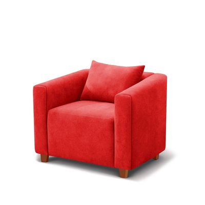 Poltrona Decorativa Helena Suede Vermelho - Inova Decorações