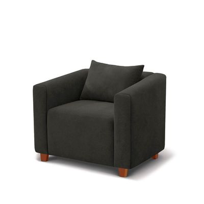 Poltrona Decorativa Helena Linho Preto - Inova Decorações