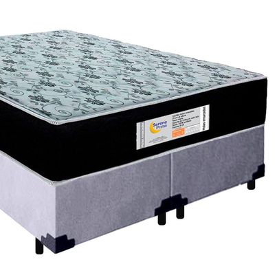 Cama Box Queen Bipartido Suede + Colchão Molas Ensacadas Sereneprime Sonnolux 158x198x65 Cinza