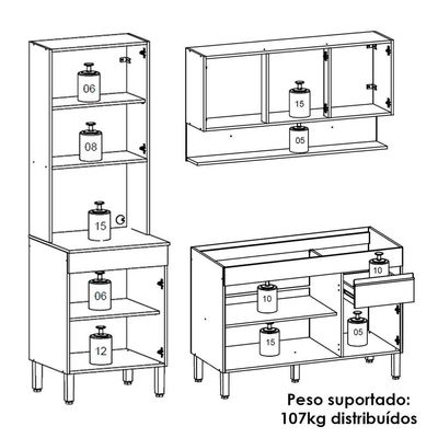 Cozinha Modulada 3 Pecas Balcao Pia 3023 Line Ktp Gris Cp Freijo