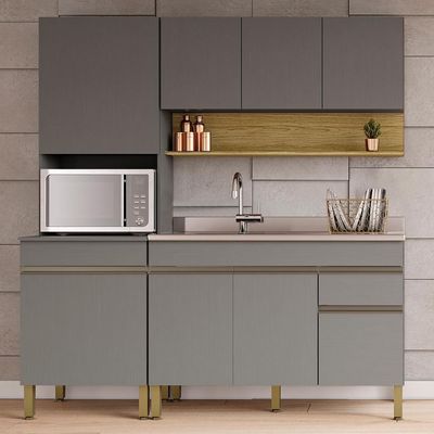 Cozinha Modulada 3 Pecas Balcao Pia 3023 Line Ktp Gris Cp Freijo