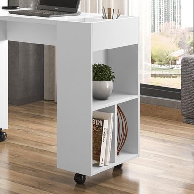 Escrivaninha Para Computador Office Com Nicho Alessa M2 - Mdf Com Espaços De Armazenamento Branco - Lukaliam Móveis