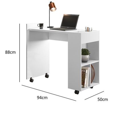 Escrivaninha Para Computador Office Com Nicho Alessa M2 - Mdf Com Espaços De Armazenamento Branco - Lukaliam Móveis