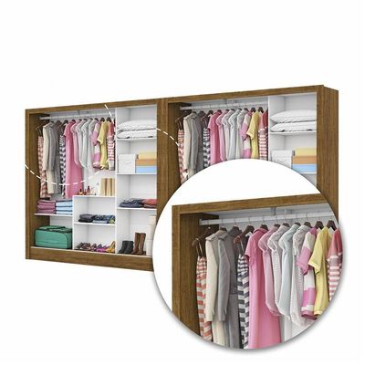 Closet Casal Duplo Fortaleza 6 Portas Premium 12 Prateleiras