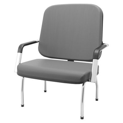 Cadeira De Escritório Recepção Com Braço Fixa Cromada Magno P03 Vinil Cinza - Lyam Decor