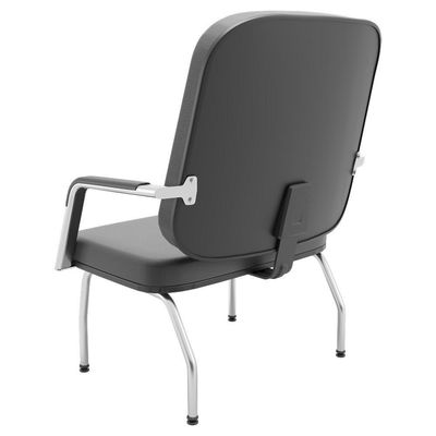 Cadeira De Escritório Recepção Com Braço Fixa Cromada Magno P03 Vinil Cinza - Lyam Decor