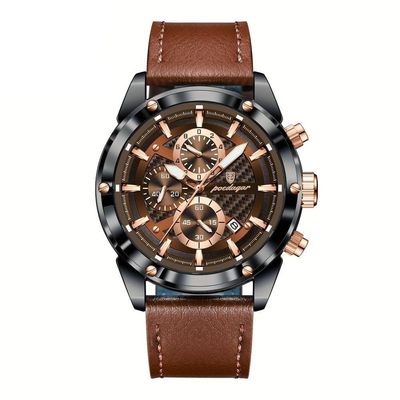 Relógio De Pulso Masculino Com Movimento Quartzo Design Esportivo Marrom