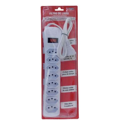 Filtro De Linha 8 Tomadas Incorporadas Bivolt Branco - 60800003 - Forceline