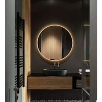 Espelho Decorativo Redondo LED Branco Frio Ou Quente Com Suporte Branco Quente