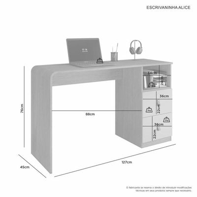 Escrivaninha Mesa De Estudo Alice Jcm Moveis Cinamomo-off White
