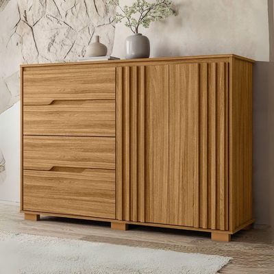 Comoda Texas 4 Gavetas 2 Portas 147 Cm Freijo Moval Freijo