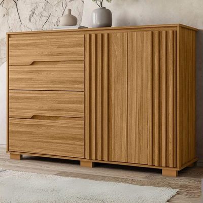 Comoda Texas 4 Gavetas 2 Portas 147 Cm Freijo Moval Freijo