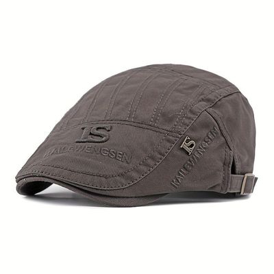 Boina Estilo Britânico Retro Tecido Texturizado Casual Com Bordado Primavera/verão Cinza