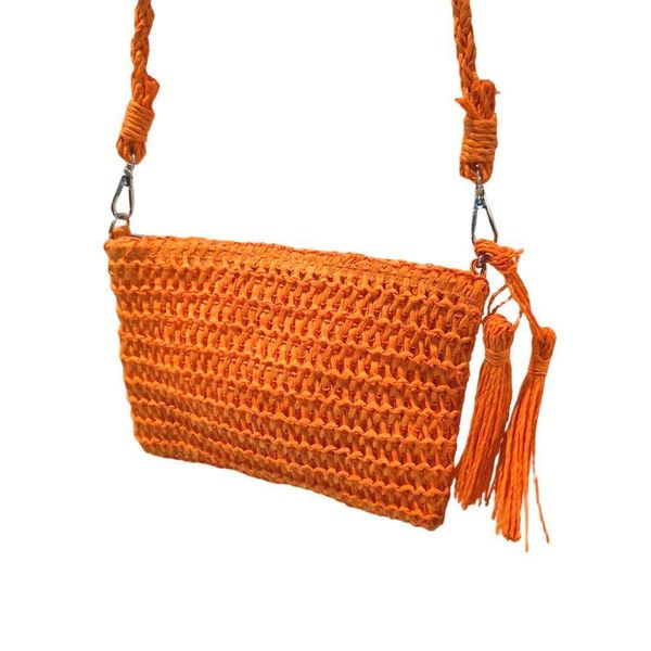 Bolsa Artesanal Lateral Transversal Casual Praia Festa Laranja