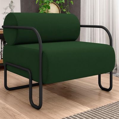 Poltrona Decorativa Para Sala Industrial Kit 2 Kira K04 Veludo Verde Musgo - Mpozenato