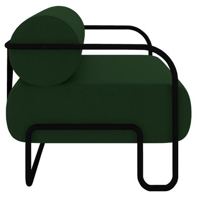 Poltrona Decorativa Para Sala Industrial Kit 2 Kira K04 Veludo Verde Musgo - Mpozenato