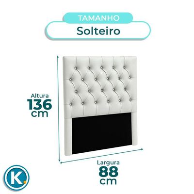 Cabeceira Estofada Solteiro Luna Nature Material Sintético Branco 88x136