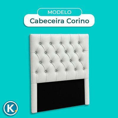 Cabeceira Estofada Solteiro Luna Nature Material Sintético Branco 88x136